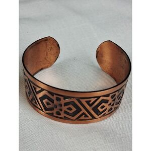 Vintage Copper Cuff Bangle Bracelet Southwestern Abstract Wide‎ One Size Boho